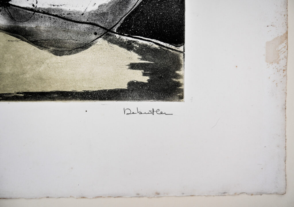 Abstract composition, etching with aquatint by Jacqueline Debutler, circa 1970 2
