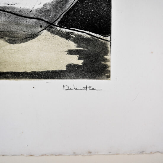 Abstract composition, etching with aquatint by Jacqueline Debutler, circa 1970 2