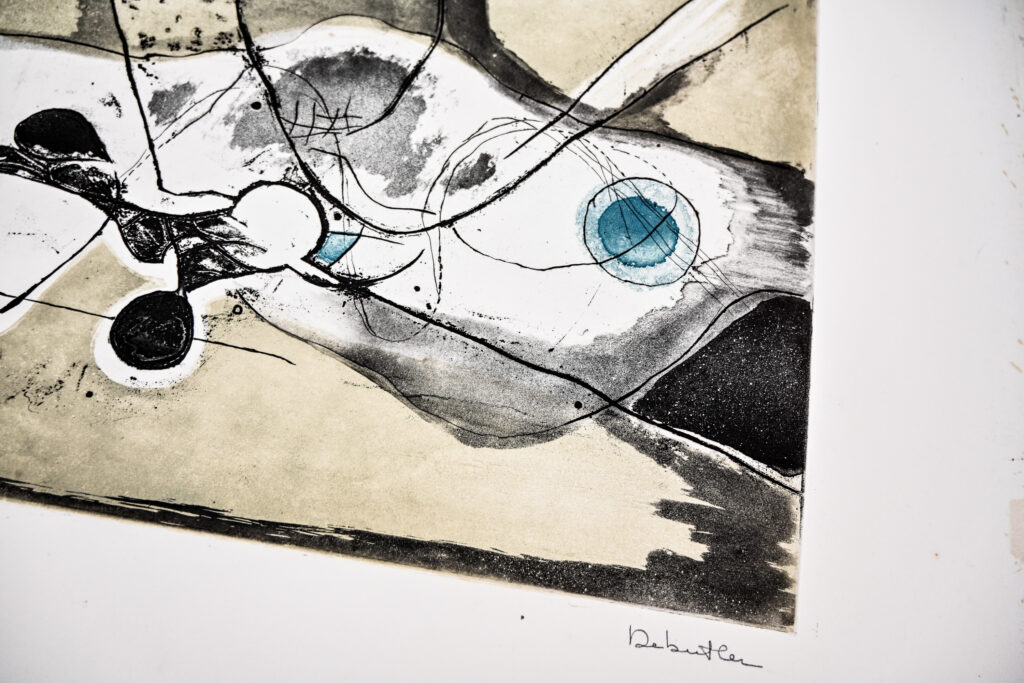 Abstract composition, etching with aquatint by Jacqueline Debutler, circa 1970 3