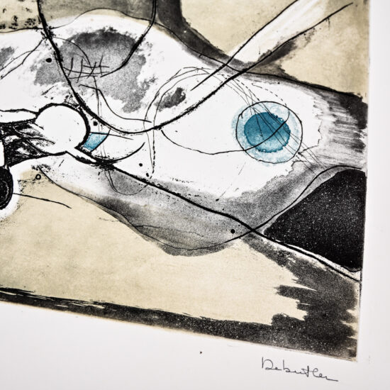 Abstract composition, etching with aquatint by Jacqueline Debutler, circa 1970 3