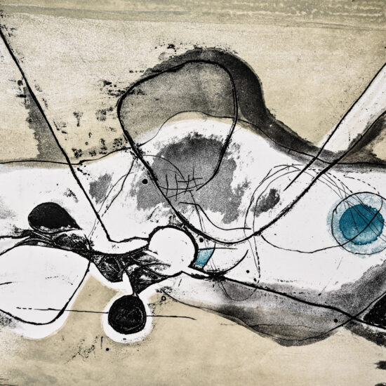 Abstract composition, etching with aquatint by Jacqueline Debutler, circa 1970 4