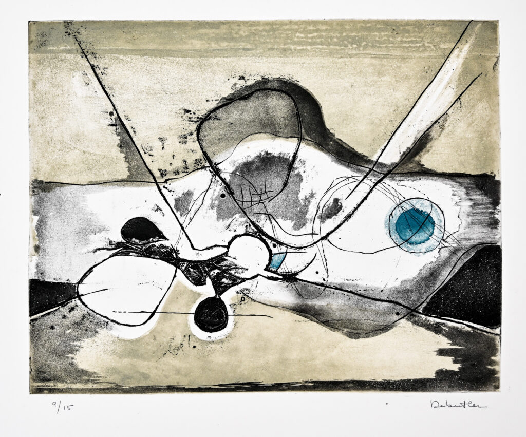 Abstract composition, etching with aquatint by Jacqueline Debutler, circa 1970 5