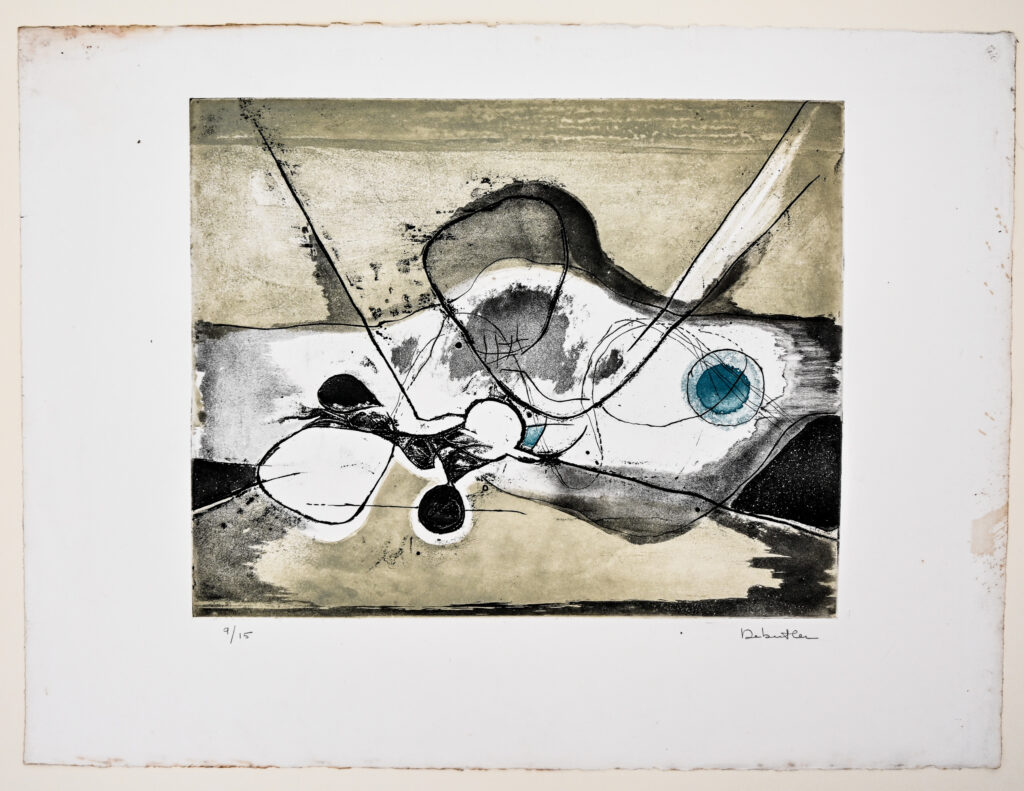 Abstract composition, etching with aquatint by Jacqueline Debutler, circa 1970 6