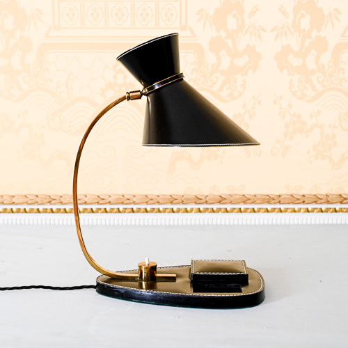 Jacques Adnet Desk Lamp — Hide & Brass