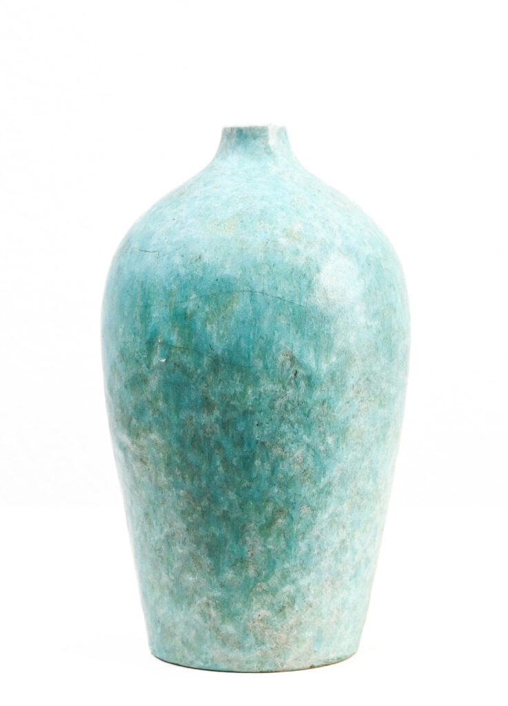4360 Turquoise glazed ceramic ovoid vase by Marcello Fantoni 10