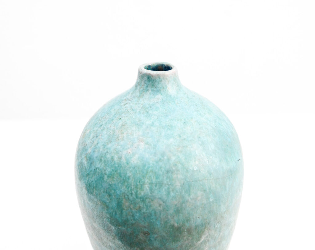 4360 Turquoise glazed ceramic ovoid vase by Marcello Fantoni
