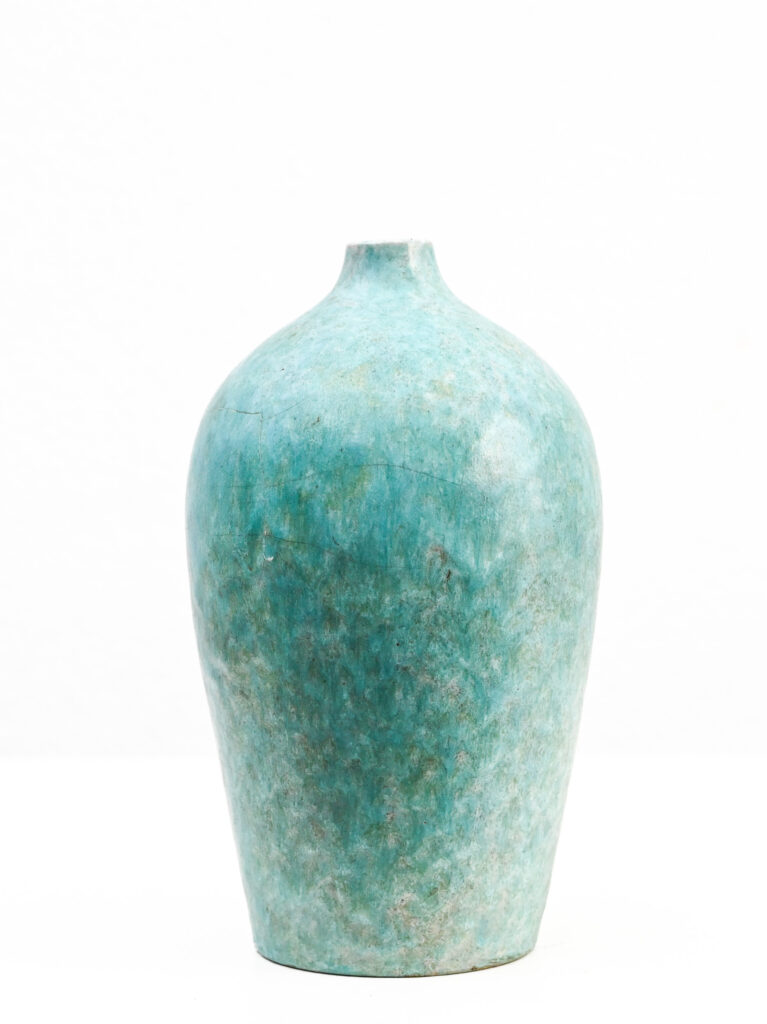 4360 Turquoise glazed ceramic ovoid vase by Marcello Fantoni 11