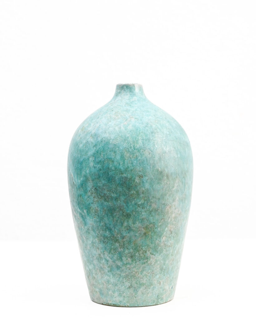 4360 Turquoise glazed ceramic ovoid vase by Marcello Fantoni 12