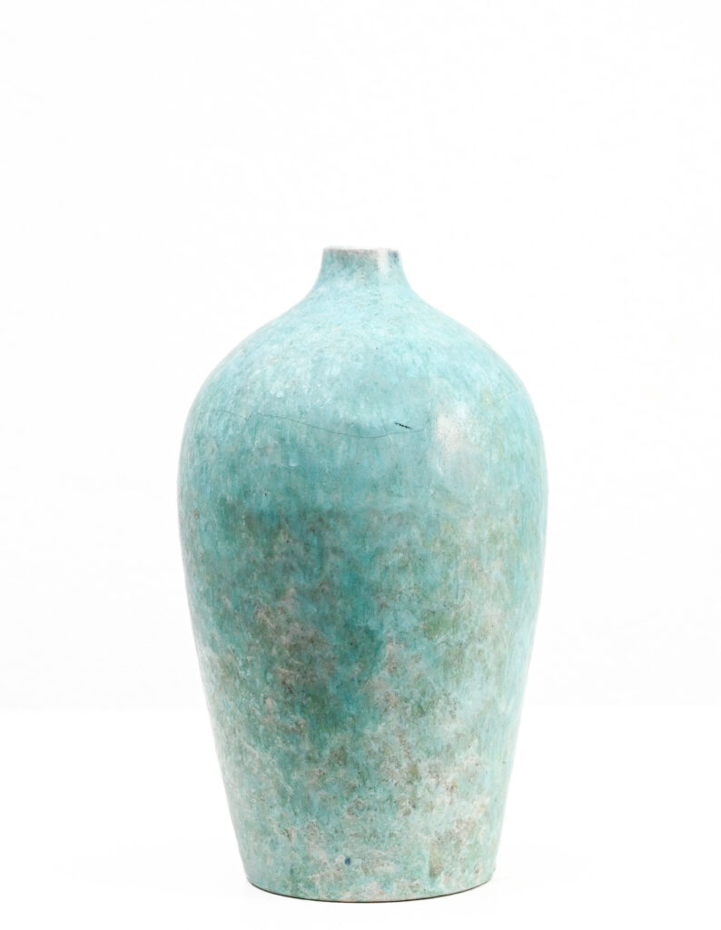 4360 Turquoise glazed ceramic ovoid vase by Marcello Fantoni 13