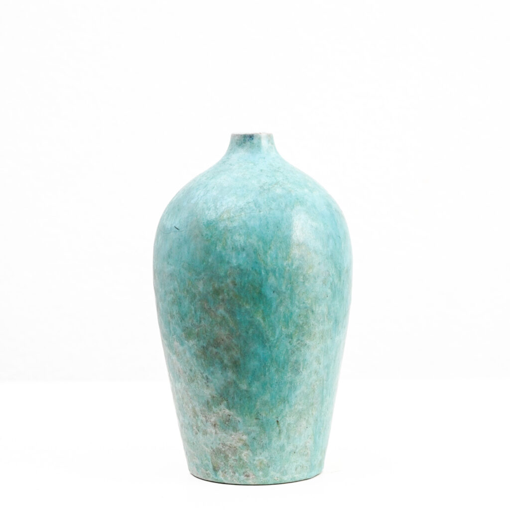 4360 Turquoise glazed ceramic ovoid vase by Marcello Fantoni 14