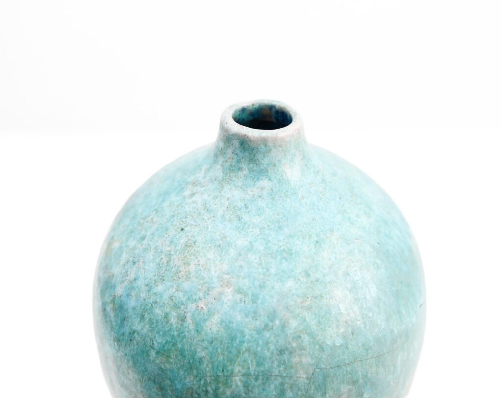 4360 Turquoise glazed ceramic ovoid vase by Marcello Fantoni 2