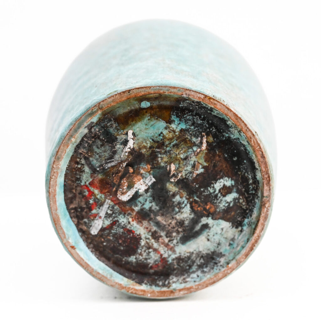 4360 Turquoise glazed ceramic ovoid vase by Marcello Fantoni 6