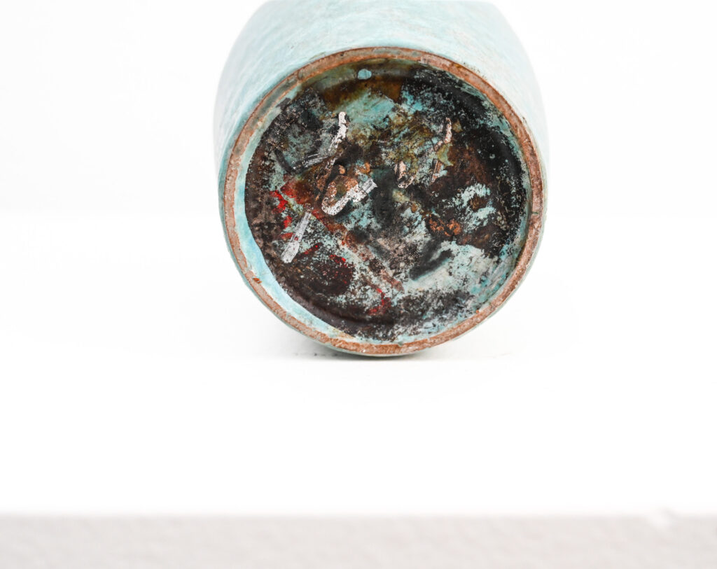 4360 Turquoise glazed ceramic ovoid vase by Marcello Fantoni 7