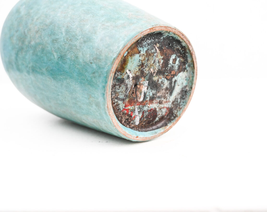 4360 Turquoise glazed ceramic ovoid vase by Marcello Fantoni 8