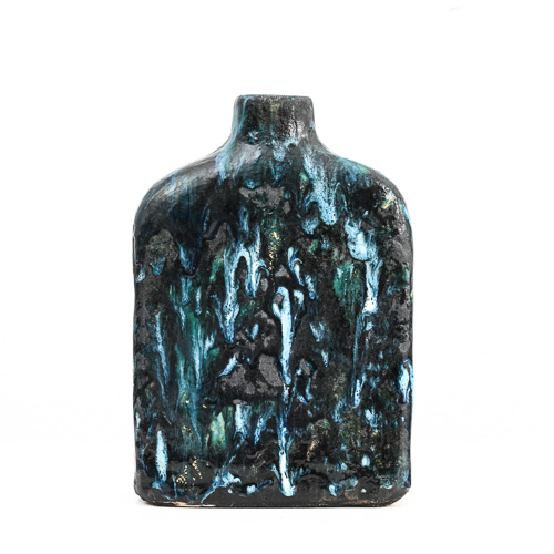 Blue-green glazed ceramic bottle vase by Marcello Fantoni (1915–2011), signed and dated 1960, Florence Blue-green glazed ceramic bottle vase by Marcello Fantoni (1915–2011), signed and dated 1960, Florence