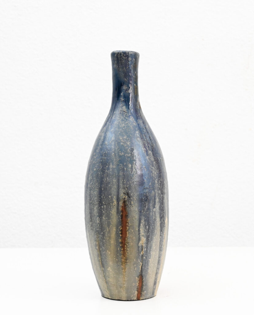Fantoni oval tapered blue vase 254