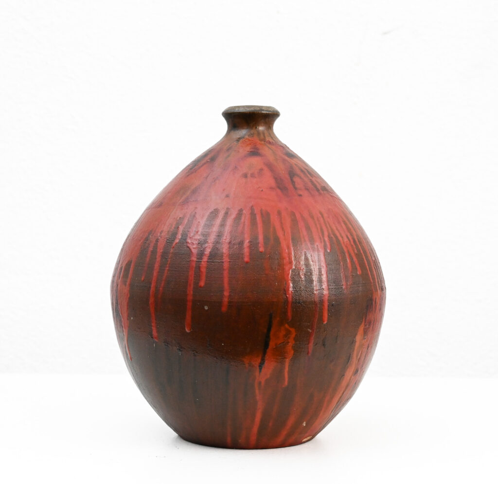 Fantoni red boule drip vase 386