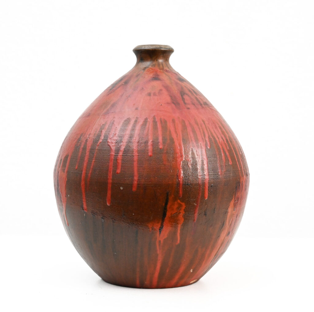 Fantoni red boule drip vase 387