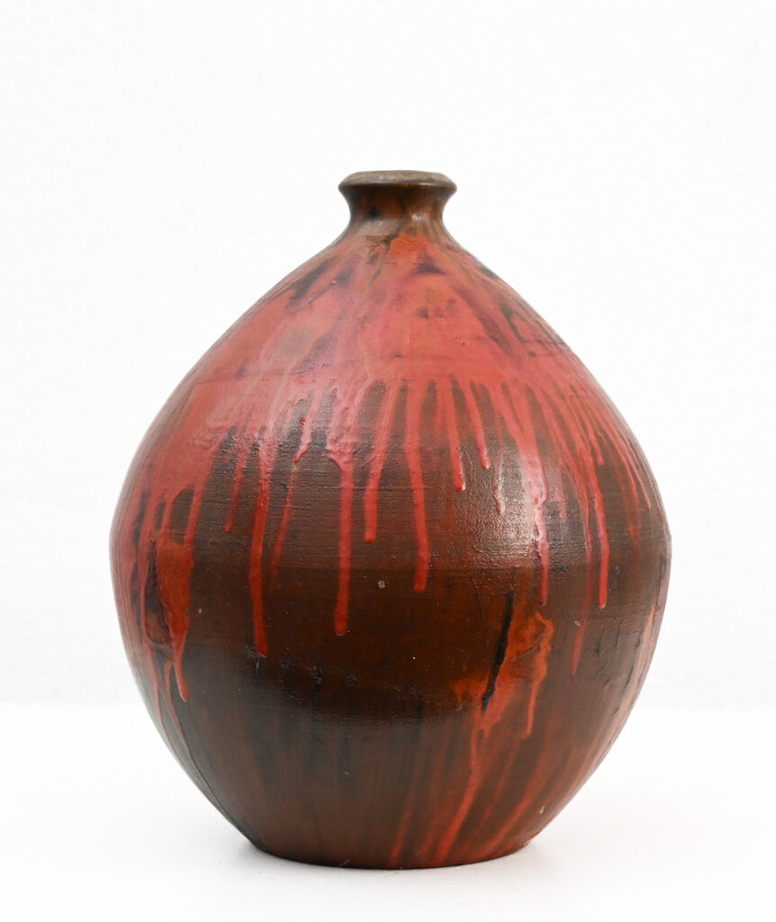 Fantoni red boule drip vase 392
