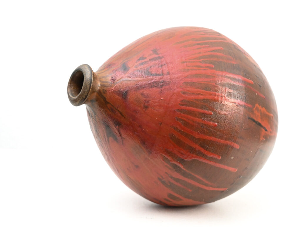 Fantoni red boule drip vase 401