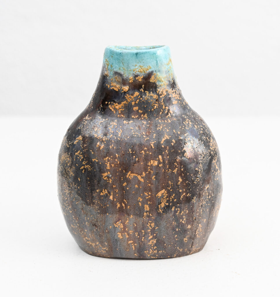 Fantoni small turqoise tipped vase 229