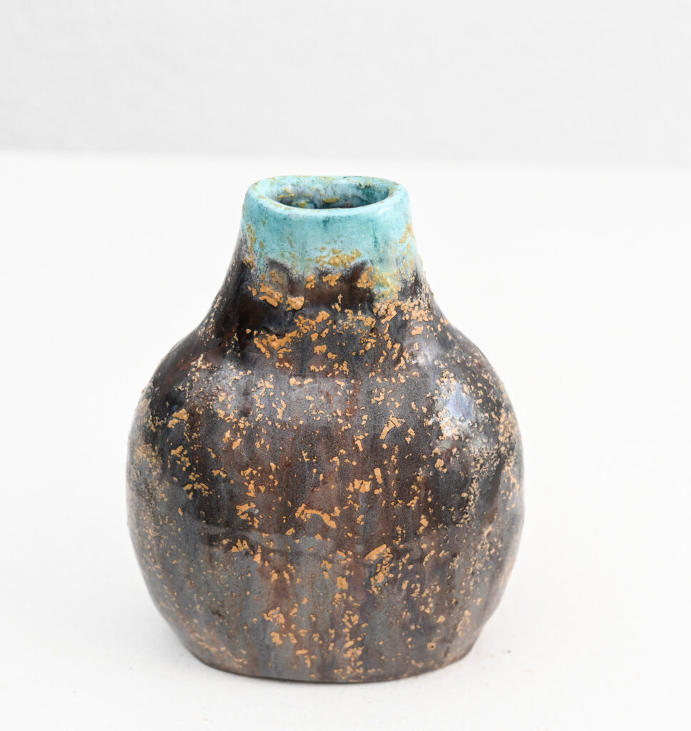 Fantoni small turqoise tipped vase 230