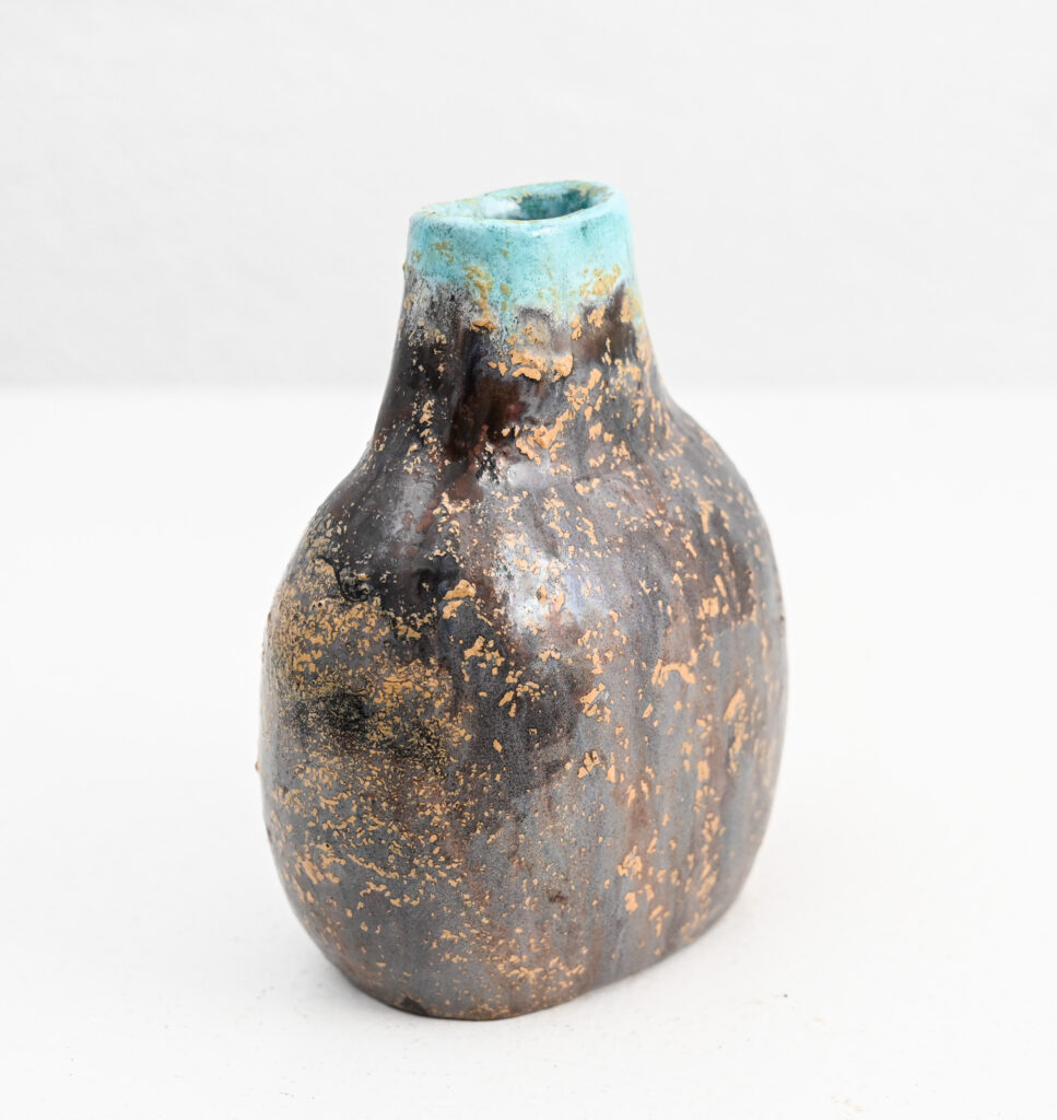 Fantoni small turqoise tipped vase 231