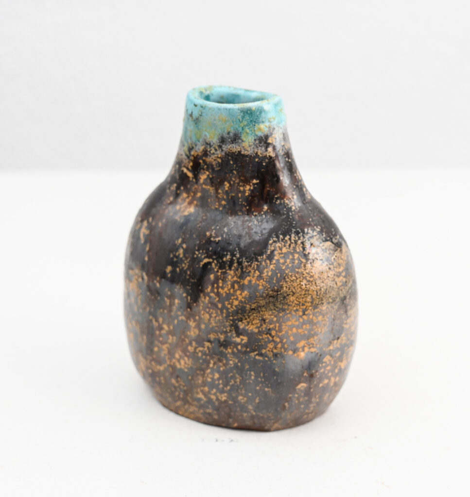Fantoni small turqoise tipped vase 233