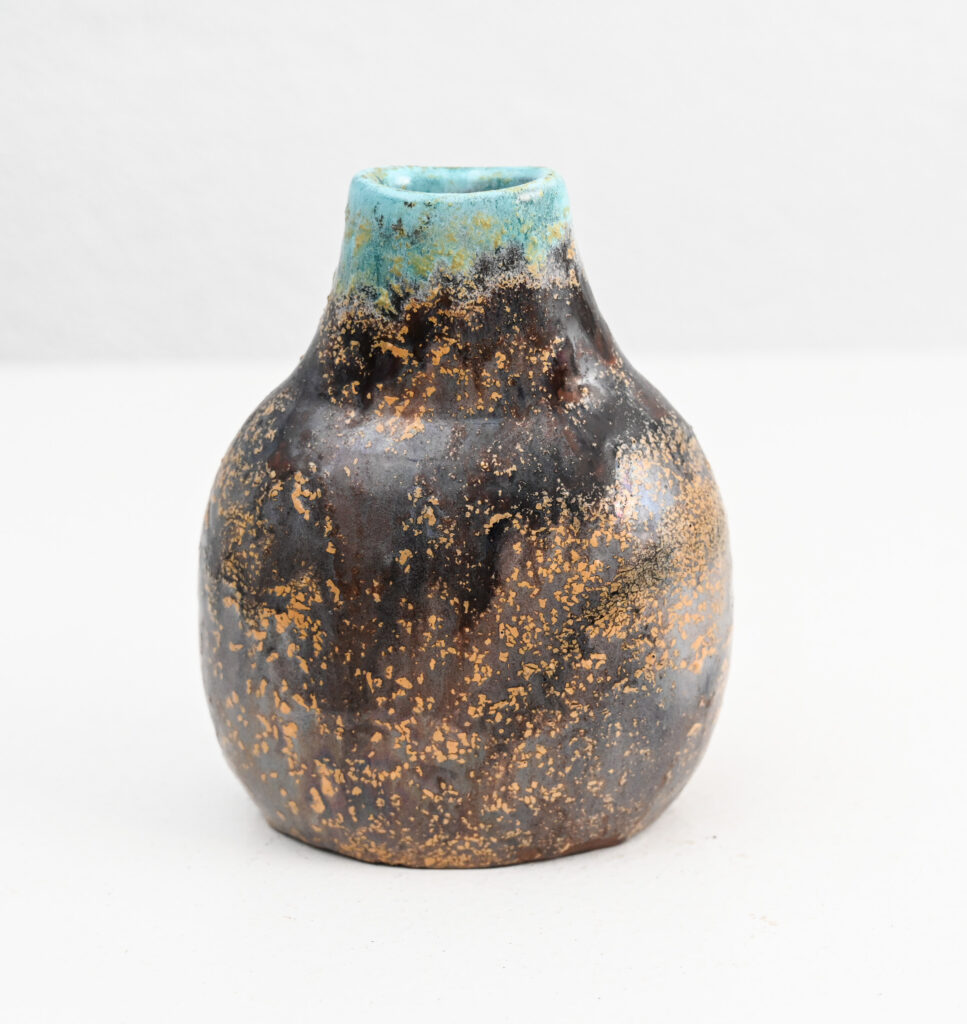 Fantoni small turqoise tipped vase 234