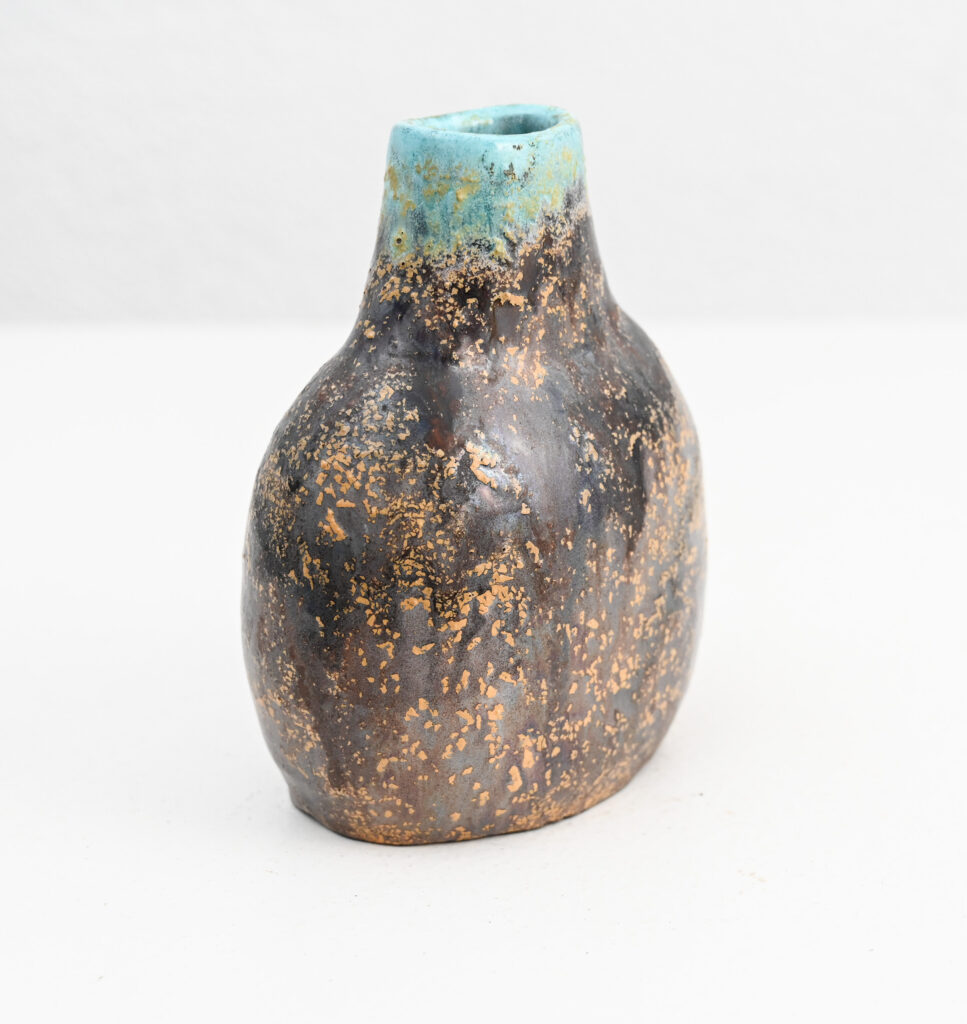 Fantoni small turqoise tipped vase 235