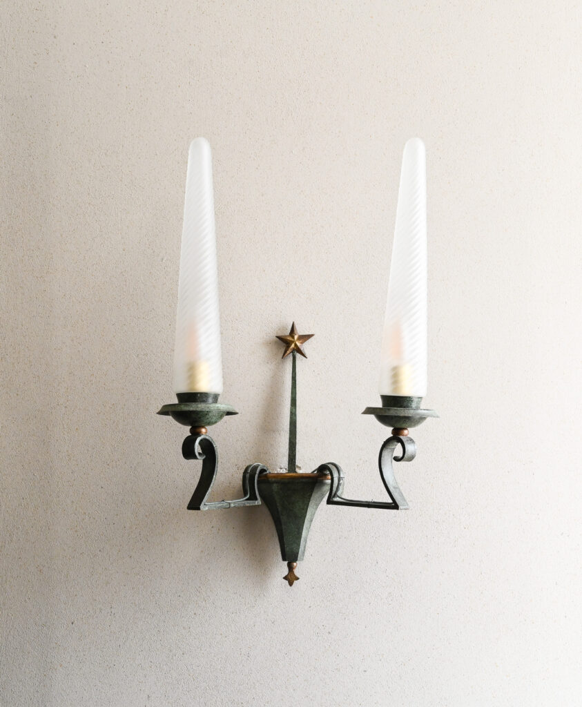 Pair of Two Branch Wall Sconces &mdash; 1940s French Gothic Medieval Revival