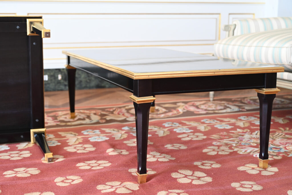 Pair of Ebonised and Gilt Low Tables in the Manner of Maison Jansen, Late 20th Century 01