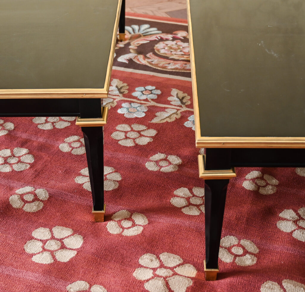 Pair of Ebonised and Gilt Low Tables in the Manner of Maison Jansen, Late 20th Century 04