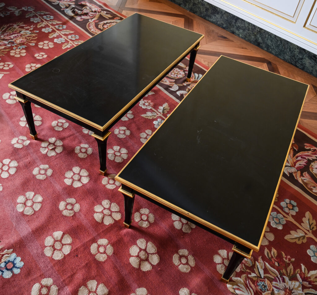 Pair of Ebonised and Gilt Low Tables in the Manner of Maison Jansen, Late 20th Century 07