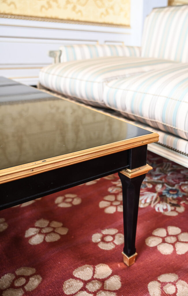 Pair of Ebonised and Gilt Low Tables in the Manner of Maison Jansen, Late 20th Century 08