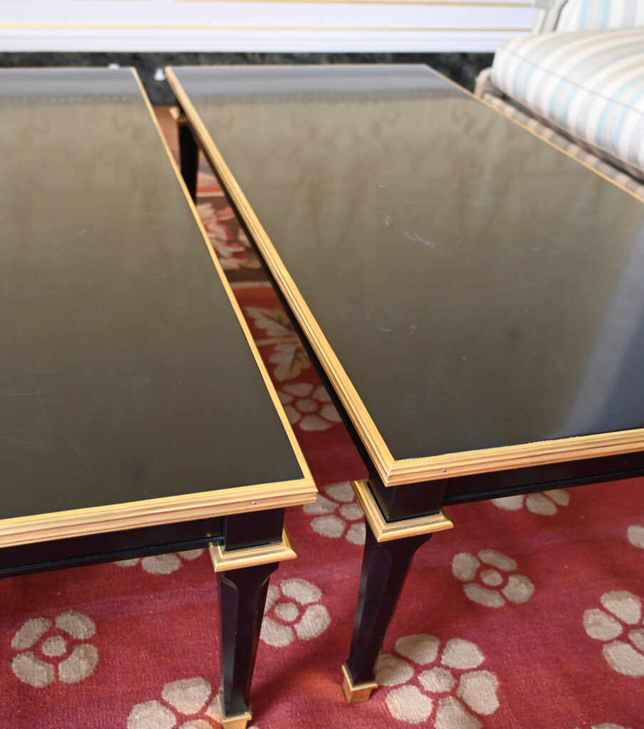 Pair of Ebonised and Gilt Low Tables in the Manner of Maison Jansen, Late 20th Century 09