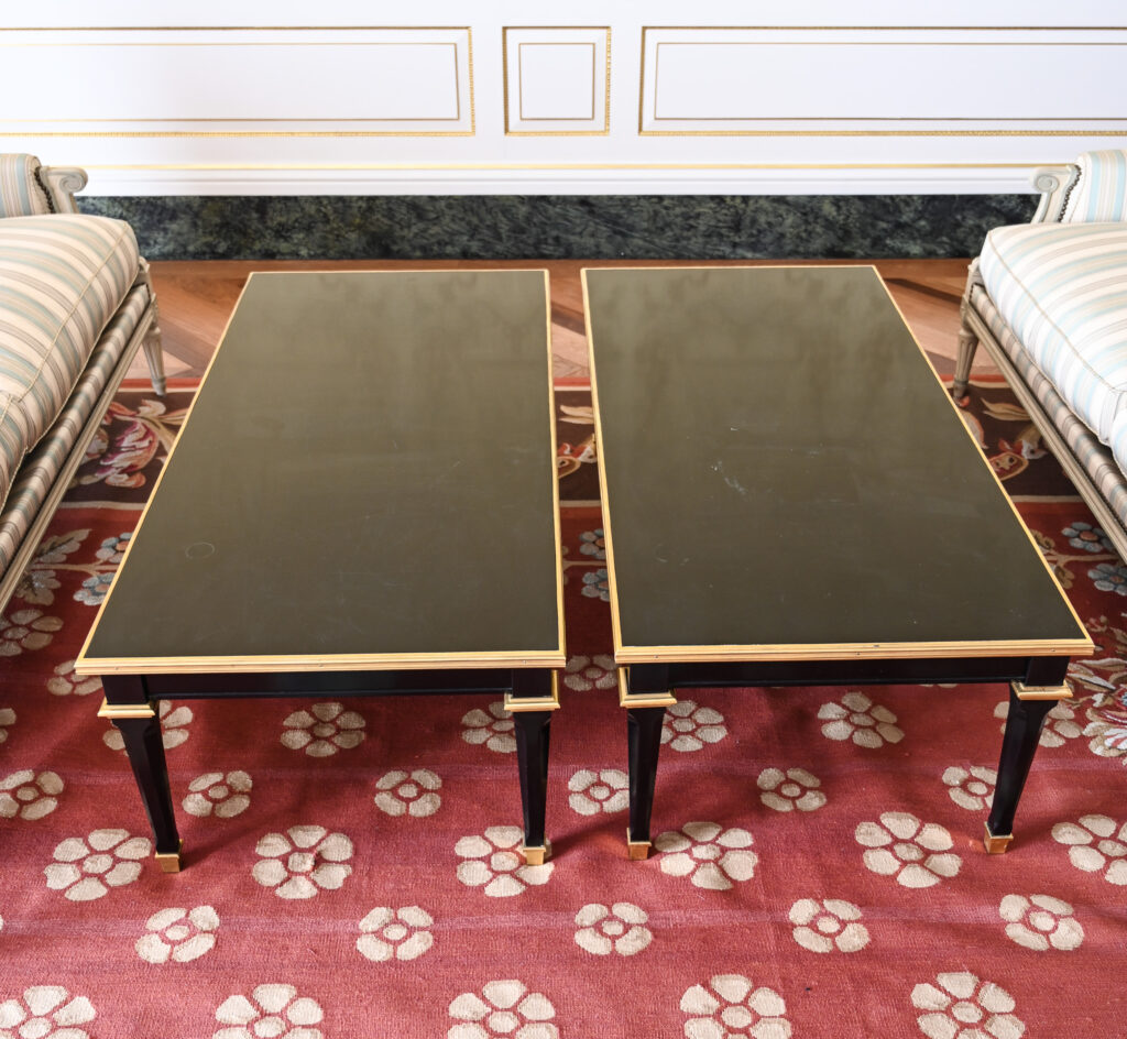 Pair of Ebonised and Gilt Low Tables in the Manner of Maison Jansen, Late 20th Century 10