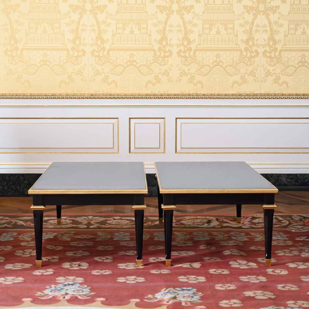 Pair of Ebonised and Gilt Low Tables in the Manner of Maison Jansen, Late 20th Century 12
