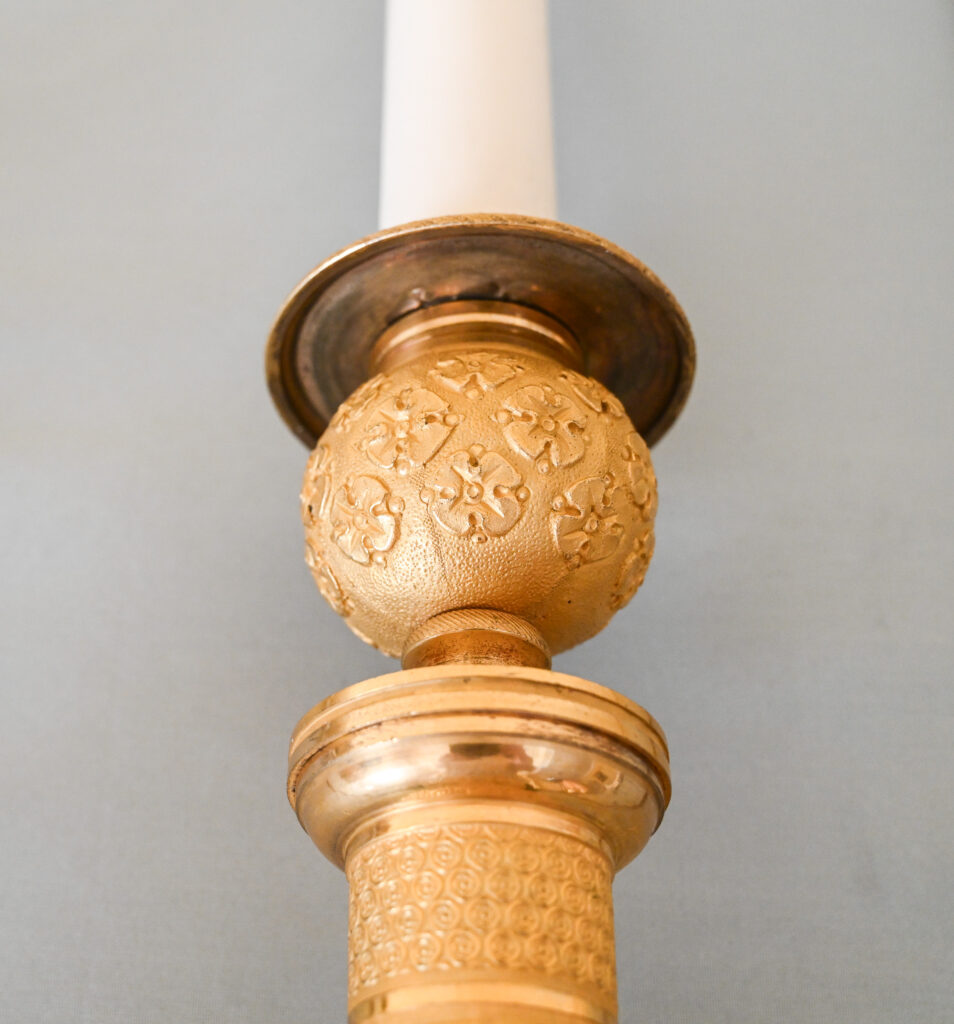 Pair of Gilt Brass Candlestick Table Lamps 1