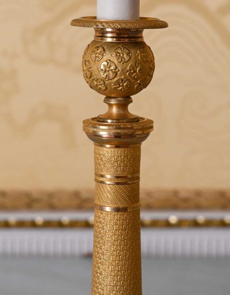 Pair of Gilt Brass Candlestick Table Lamps 4