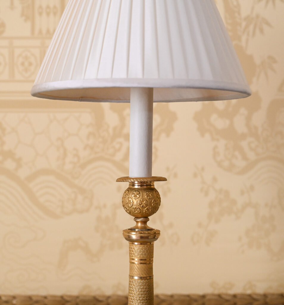 Pair of Gilt Brass Candlestick Table Lamps 7