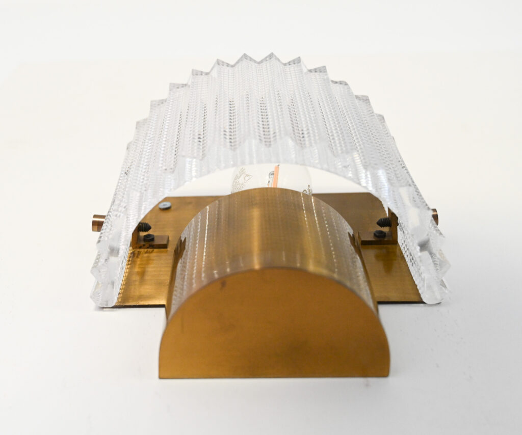 Pair of Glass and Brass Wall Lights in the Manner of Carl Fagerlund for Orrefors 01