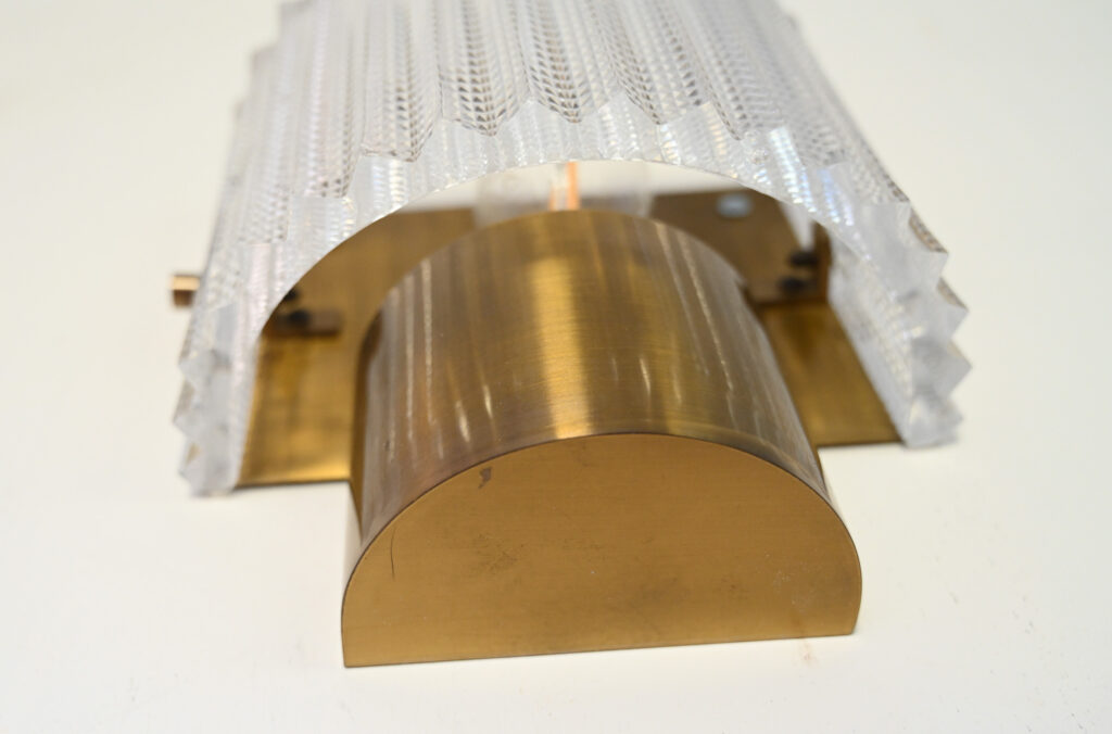 Pair of Glass and Brass Wall Lights in the Manner of Carl Fagerlund for Orrefors 02