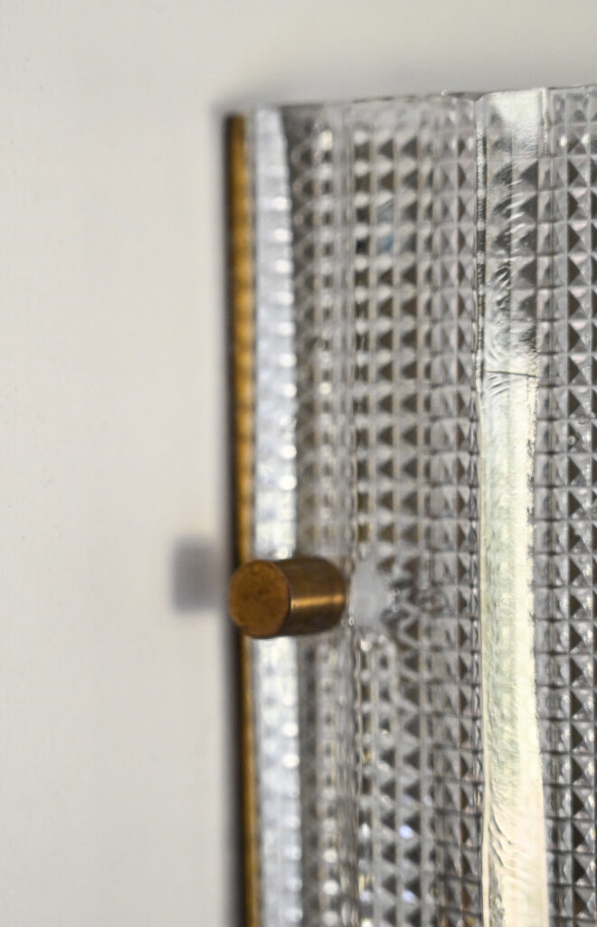 Pair of Glass and Brass Wall Lights in the Manner of Carl Fagerlund for Orrefors 07